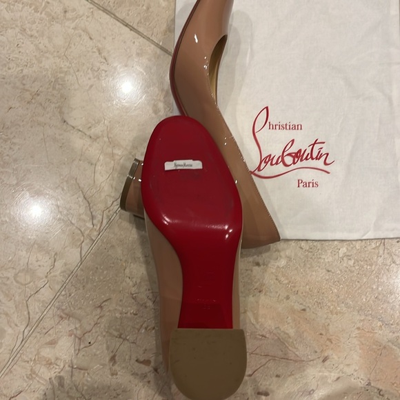 Authentic Christian Louboutin Women's Beige Block Heel Shoes from Neimen Marcus - Picture 3 of 7